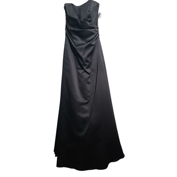 David's Bridal 8567 Satin Formal Dress Black Size 6 NWT - Picture 2 of 6